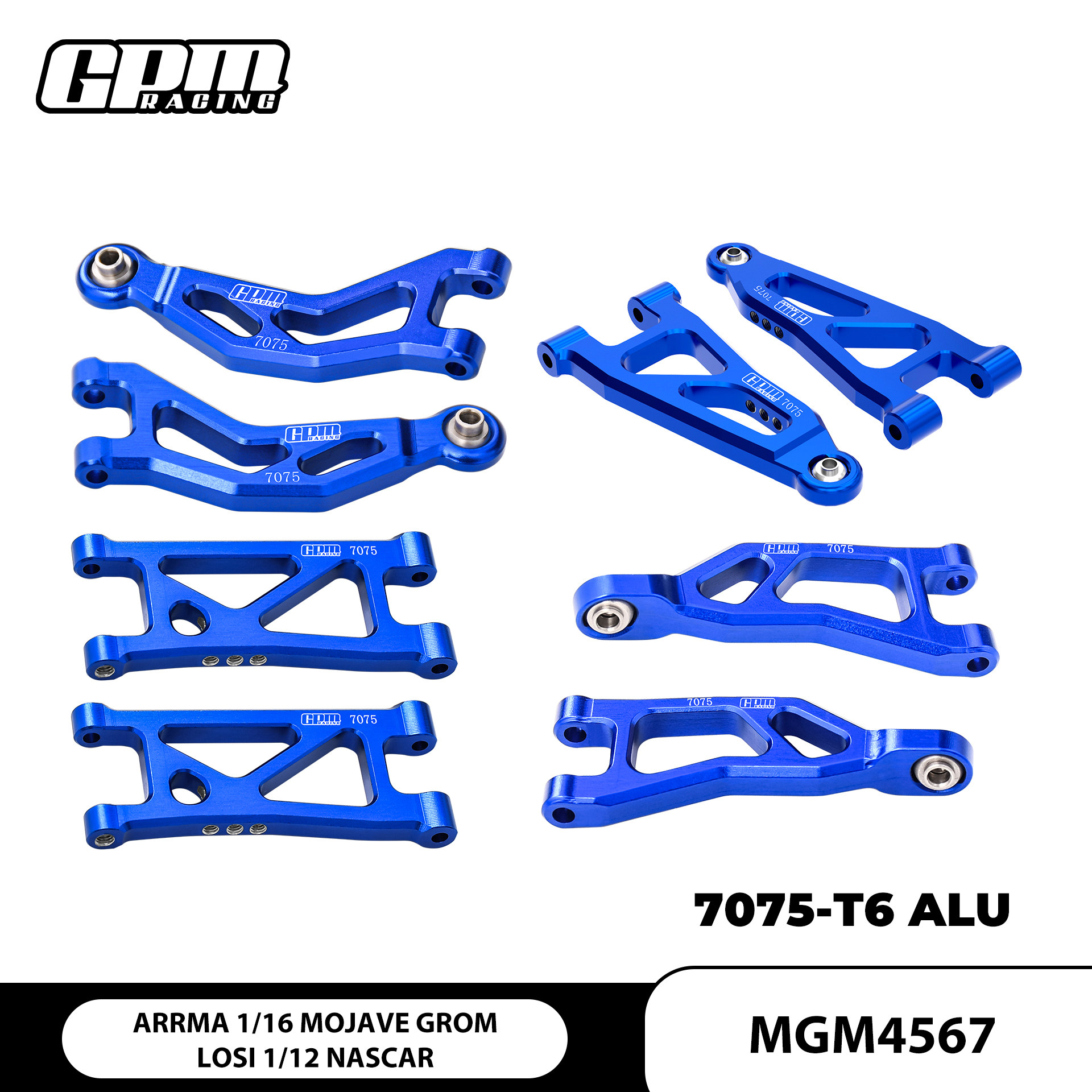 GPM 1/16 小莫哈维 LOSI 1/12 NASCAR 铝7075（前+后）上下摆臂