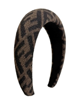 高颅顶秋冬加厚仿兔绒手缝包布老花双F字母保暖发箍头箍G字母定制