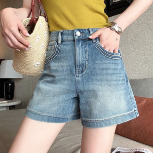 热裤 高腰显瘦复古百搭牛仔短裤 夏 翘臀大长腿四面弹力薄款 曹大曼