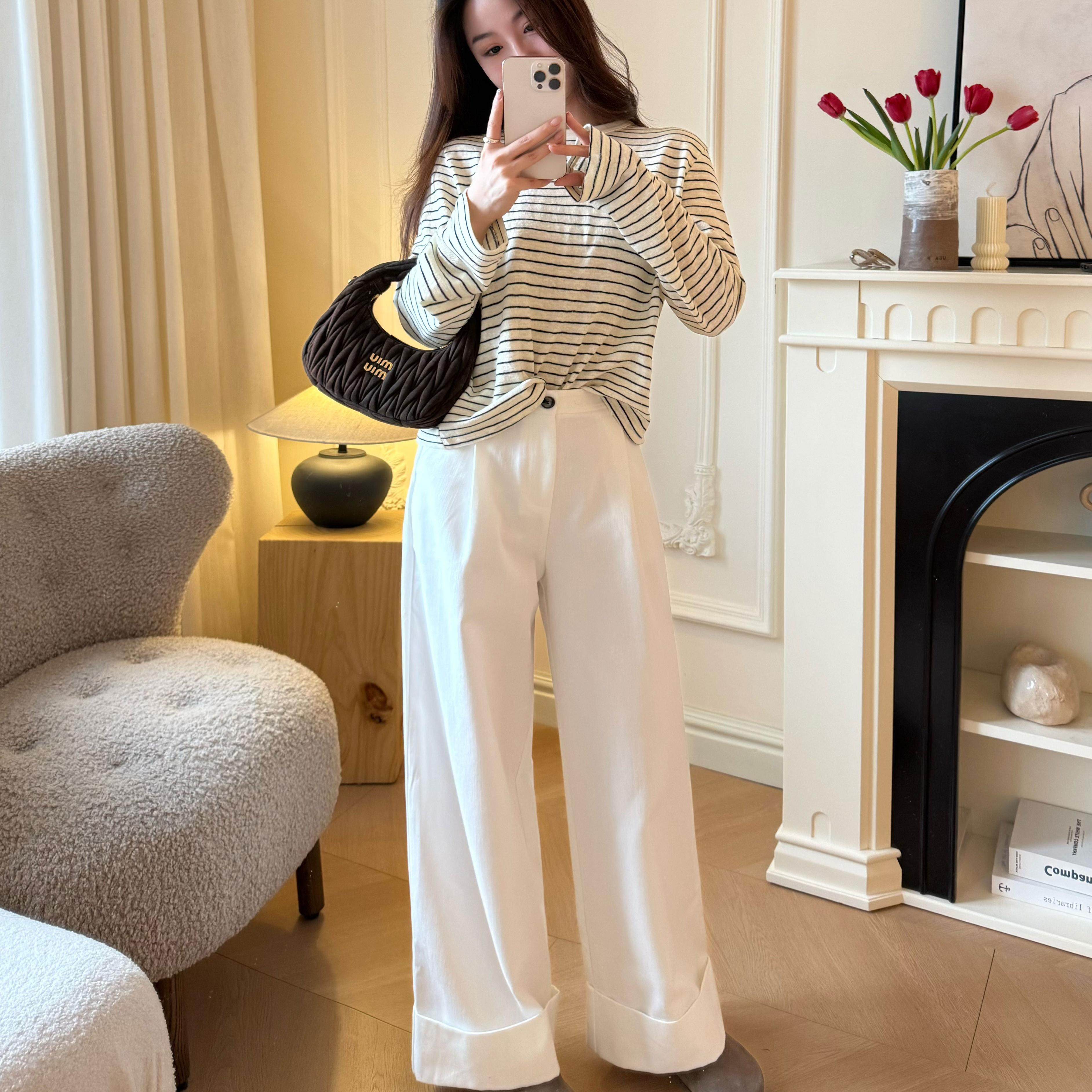 曹大曼 法式高腰九分直筒显瘦阔腿裤百搭复古白色牛仔裤春夏女,女装/女士精品,牛仔裤,淘宝优惠券,粉丝福利购,淘宝优惠卷