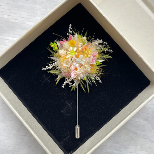 高级感永生花结婚胸花胸针材料包