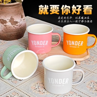 出口希腊特厚外贸原单搪瓷咖啡杯牛奶杯水杯马克杯茶缸子高品质