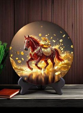 策马奔腾马到成功摆件高清装饰新款客厅家用精致相框商铺前台摆件