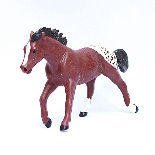 safari 正品散货 仿真动物模型玩具 农场动物摆件 奔跑的枣红马花