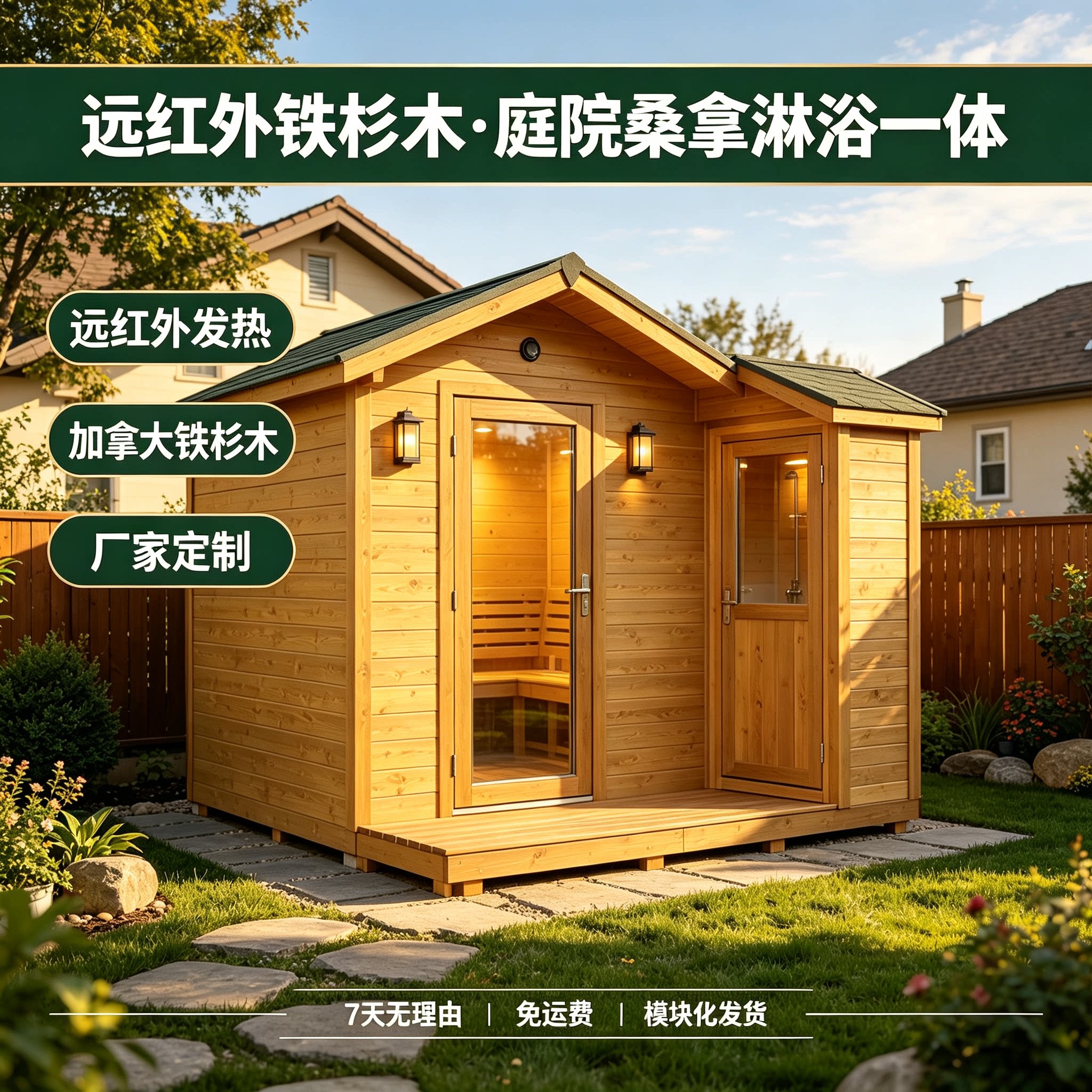 锦益康庭院户外桑拿房带独立淋浴