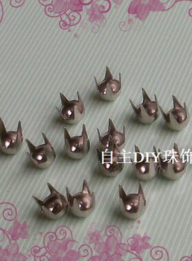 diy铆钉半圆银色无孔珠