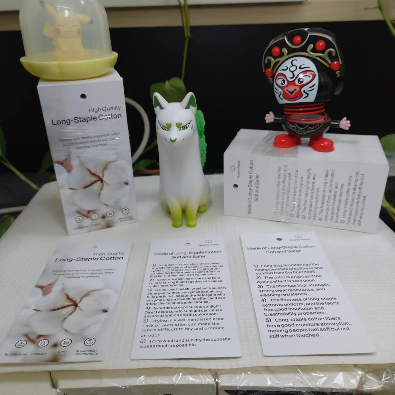 外贸功能卡布面料英语长绒棉针织牛仔用加厚吊牌透气保暖服装服饰 - 实物图