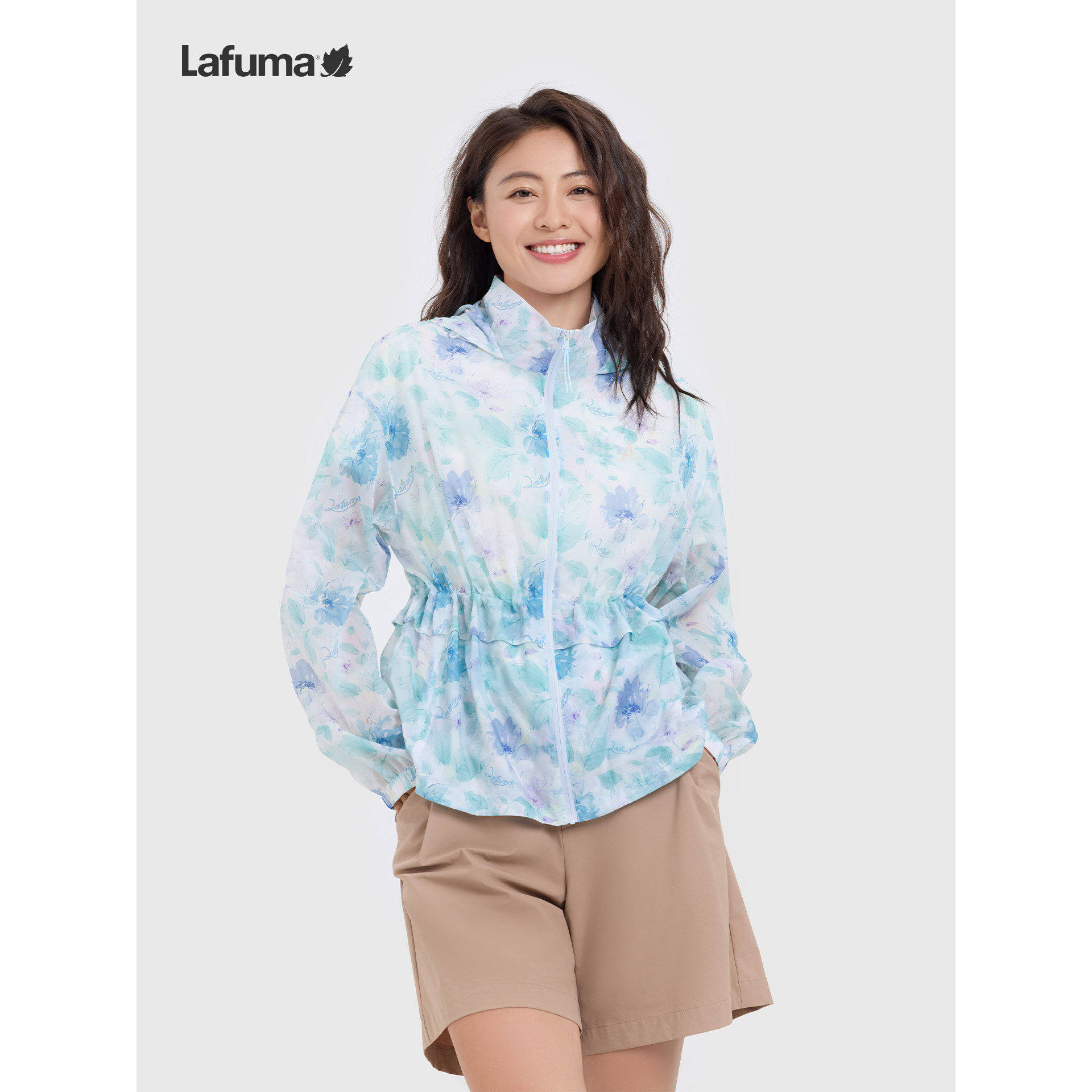 乐飞叶凉感轻薄连帽户外风衣女