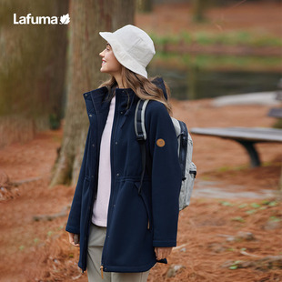 LAFUMA乐飞叶户外保暖抓绒衣女款 连帽摇粒绒外套LFJA4CR66 中长款