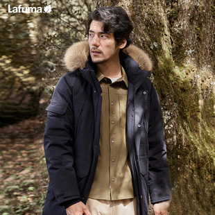 LAFUMA乐飞叶户外防泼水派克羽绒服舒适男中长鹅绒外套滑雪服工装