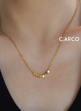 小众钛钢方块项链女 复古简约气质百搭锁骨链 日韩ins冷淡风颈链