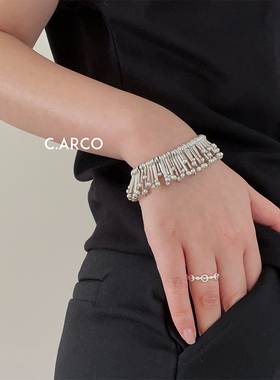 小众设计高级感做旧不规则手链欧美个性夸张中性风海藻流苏手环女