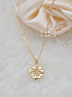 新款欧美复古六芒星项链女 镶钻小众设计锁骨链毛衣链ins简约吊坠