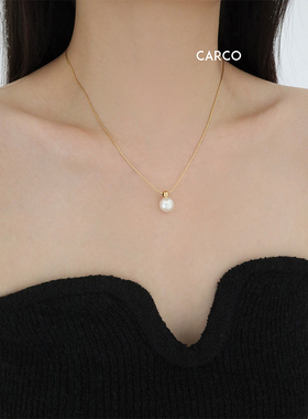 新款简约百搭高级感圆珠珍珠项链女 法式小众通勤时尚钛钢锁骨链