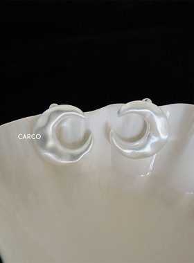 小众设计简约冷淡月牙拉丝大耳钉女法式时髦氛围感高级感银色耳环