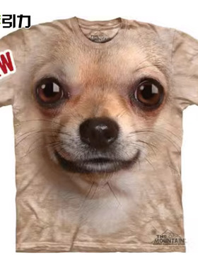 正版清仓The mountain美版3D T恤夏立体动物短袖男大码胖扎染清仓