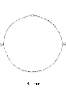 HESPER翻折线条项链拼接吊坠925纯银锁骨链情侣 原创设计师品牌