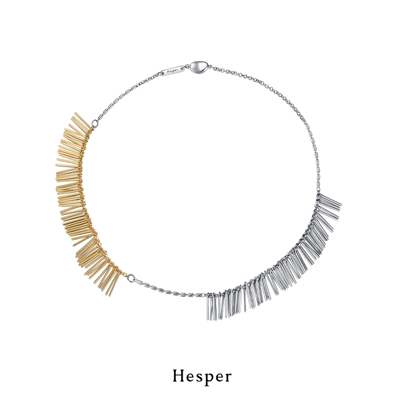HESPER金银拼色垂坠流苏纯银项链