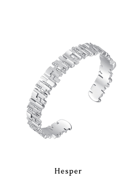 HESPER破碎钻石拼接925纯银手镯开口可调节 小众原创设计师品牌