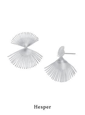 HESPER抽象仙鹤羽翼纯银耳环女小众高级设计感新款原创品牌