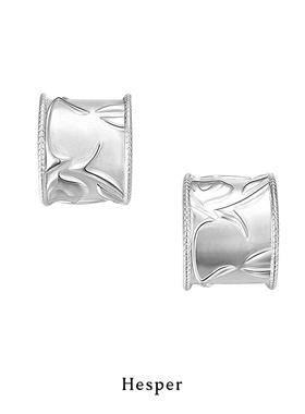 HESPER 厅系列浮雕玫瑰纹样复古感925纯银耳环 设计师品牌