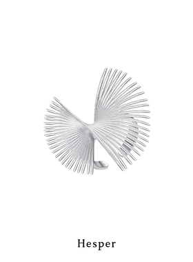 HESPER山隐系列仙鹤羽翼925纯银戒指女开口可调节 设计师品牌