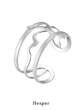 HESPER 维纳斯系列 不规则线条超宽纯银手镯手环女 原创独立设计