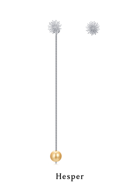 HESPER 丛生系列 「烟花」不对称设计长流线型纯银耳钉