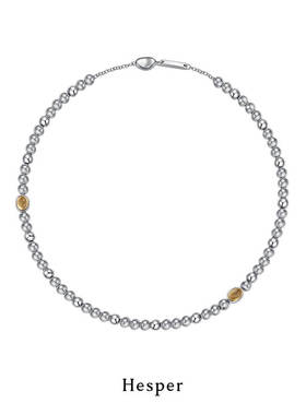 HESPER 绮丽之寂系列 天然黄水晶拼接磨砂珠珠纯银项链 独立设计