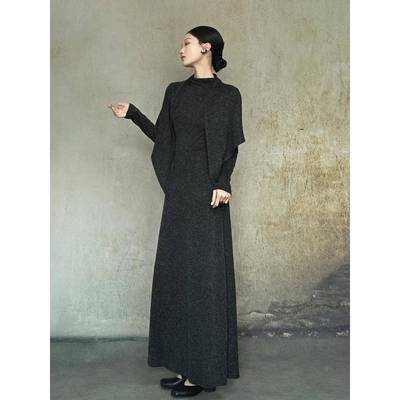 秋冬款针织连衣裙长裙气质修身显瘦高级感风衣内搭半高领打底裙子