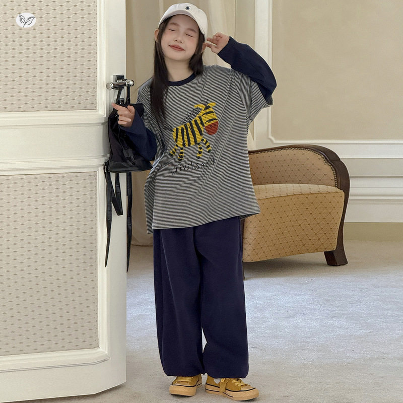 女童休闲套装2026年春季新款条纹小马卫衣花边阔腿裤两件套中大童,童装/婴儿装/亲子装,儿童运动套装,淘宝优惠券,粉丝福利购,淘宝优惠卷