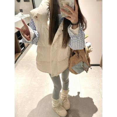 白色羽绒马甲女款外穿2025冬新款立领高级白鸭绒背心保暖坎肩外套