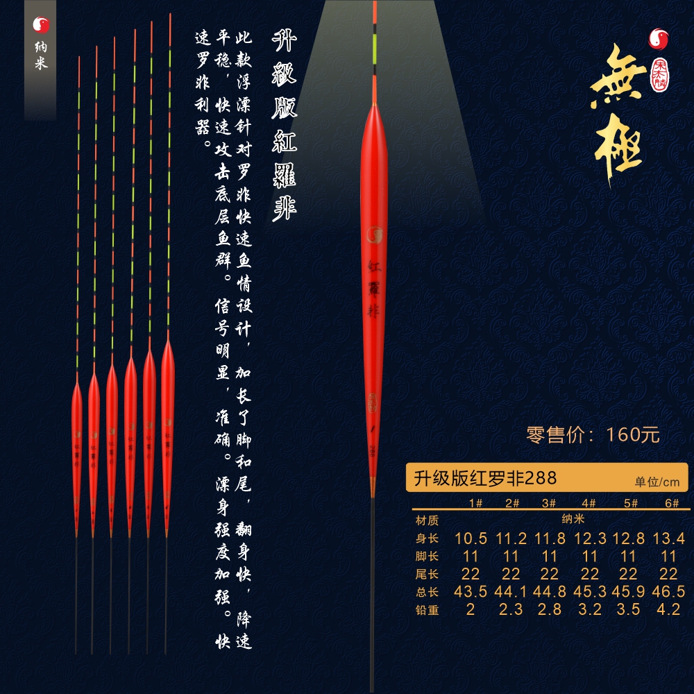 宋杰麟无极官方正品红罗飞288升级版纳米浮漂鲫鱼鲤鱼垂钓黑坑