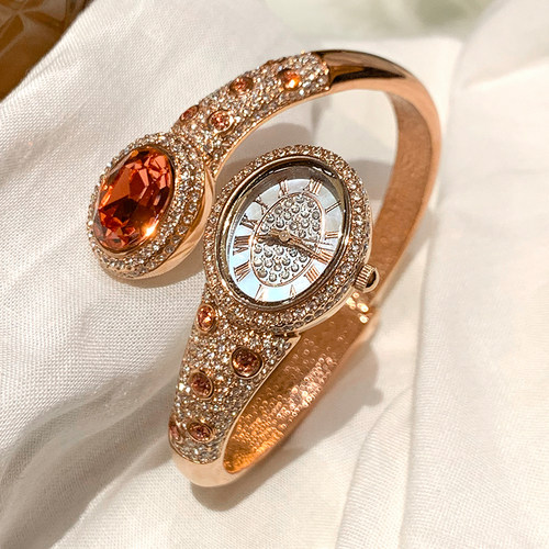 满钻蛇形手镯手表时尚复古奢华