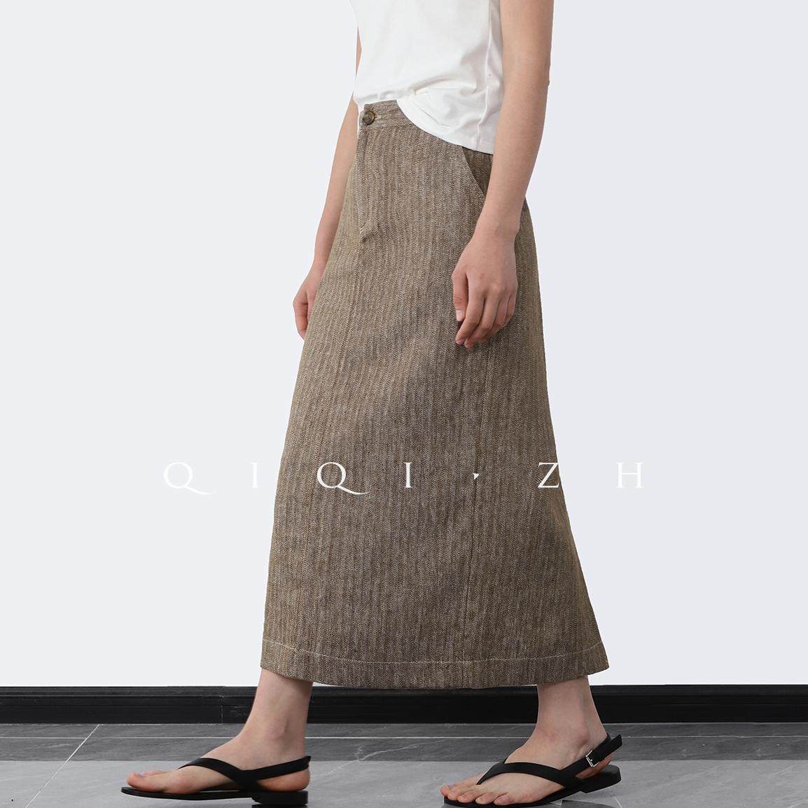 低奢老钱风 色织斜纹亚麻百搭休闲半身裙 直筒阔腿休闲裤,女装/女士精品,半身裙,淘宝优惠券,粉丝福利购,淘宝优惠卷