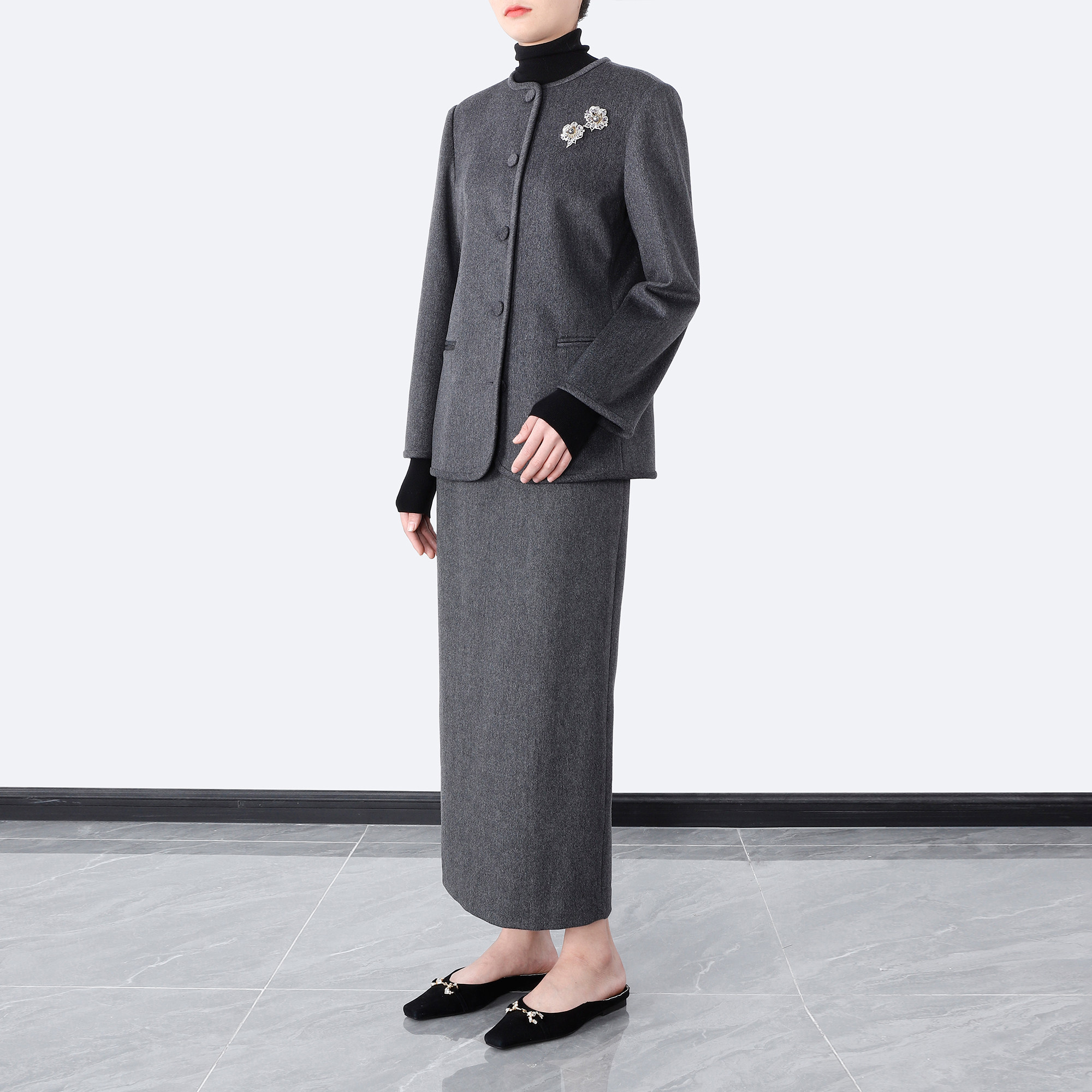 内核儒雅派 真丝羊毛气质套装 手工立体包边上衣 气质修身半身裙,女装/女士精品,时尚套装,淘宝优惠券,粉丝福利购,淘宝优惠卷