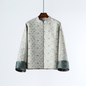 上久楷撞色提花重磅真丝宋锦桑蚕丝内里新中式 立领国风上衣