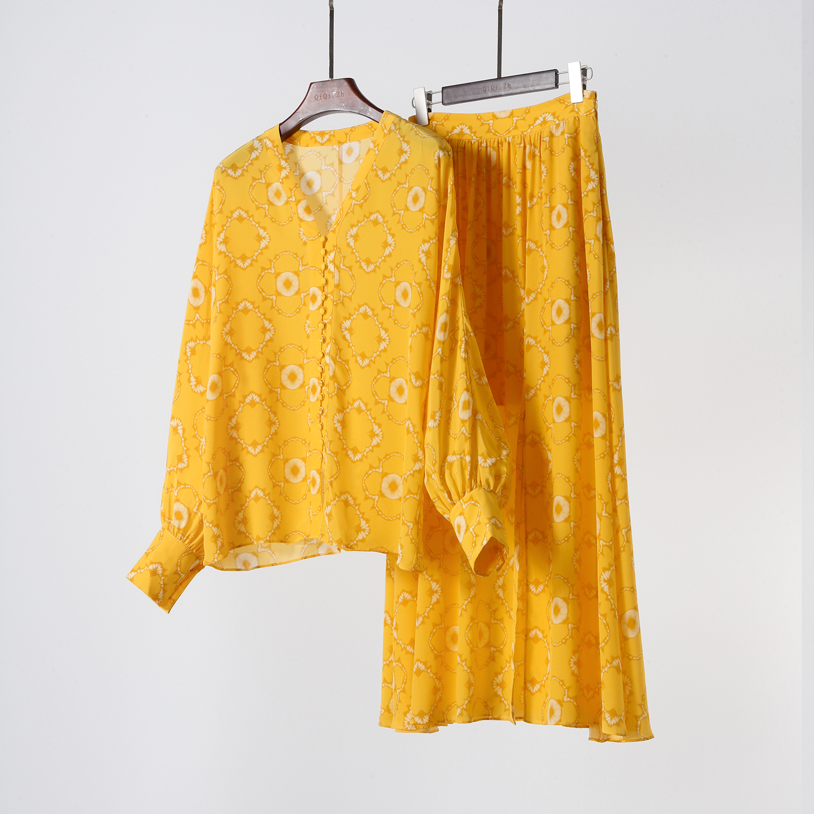 真丝桑蚕丝衬衫半身裙套装