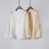 双层真丝欧根纱提花新中式 骨子里 东方浪漫 桑蚕丝上衣YS