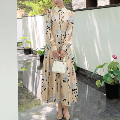 真丝斜纹绸衬衫连衣裙
