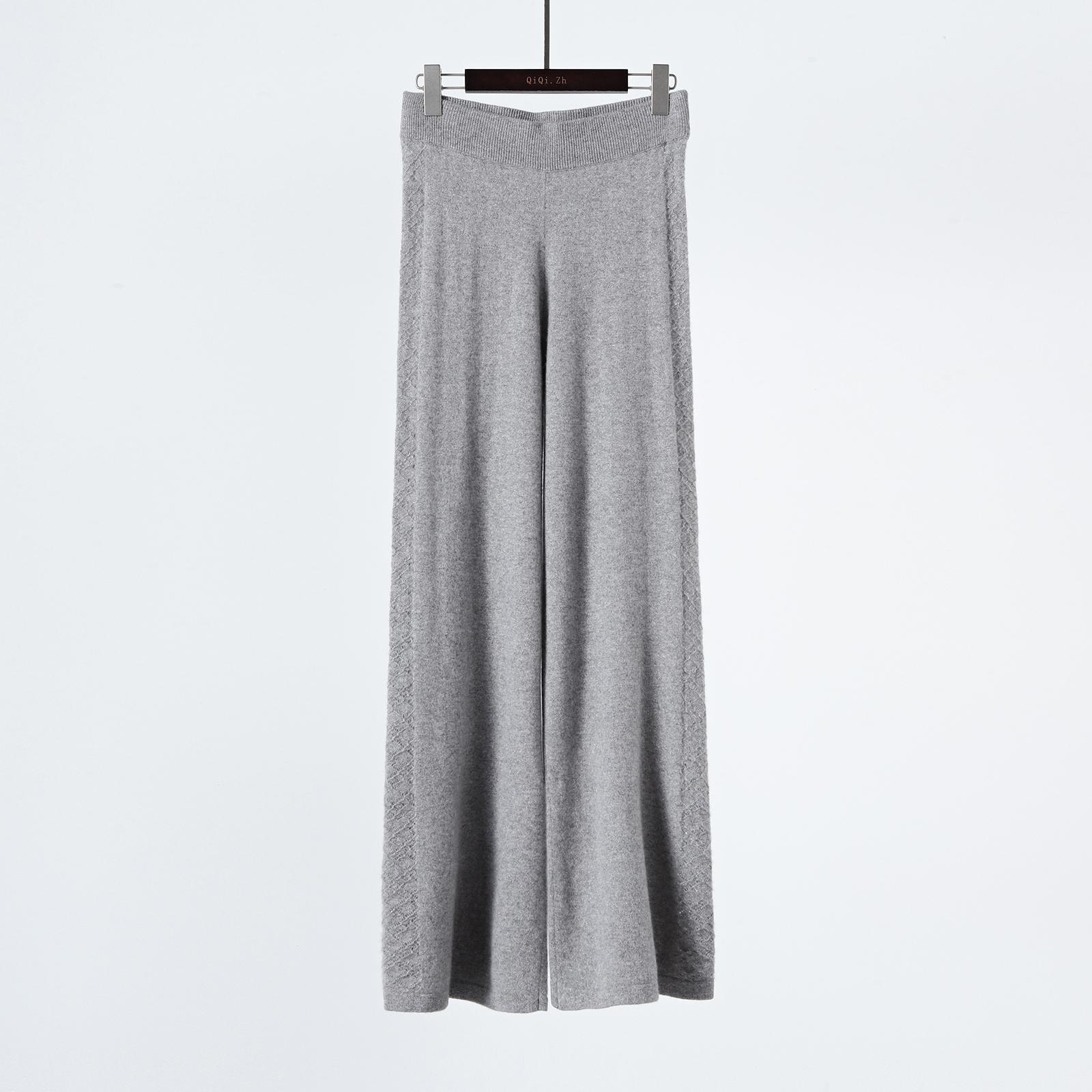 松紧腰山羊绒宽松显瘦毛针织裤