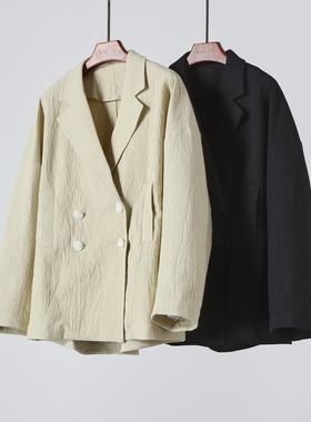 立体褶皱 jin口肌理棉廓形休闲外套