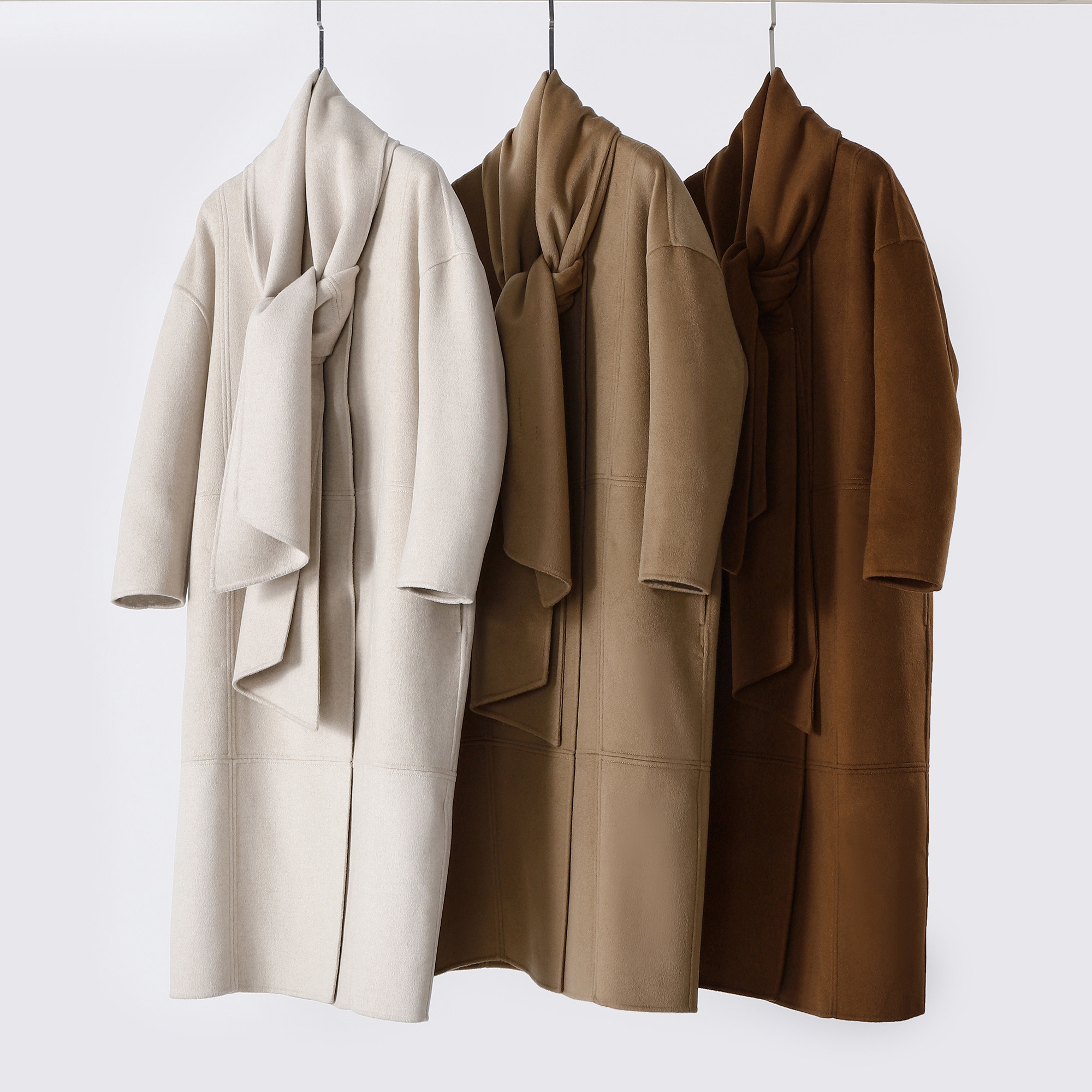 媲美莼绒 可拆围巾领手工山羊绒羊毛大衣女长款双面呢气质外套,女装/女士精品,毛呢外套,淘宝优惠券,粉丝福利购,淘宝优惠卷