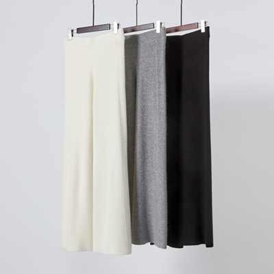 山羊绒针织直筒休闲裤长裤