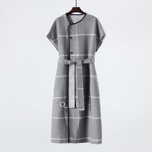 定位剪裁 马甲大衣 双面异色山羊绒小羊皮包边手工无袖