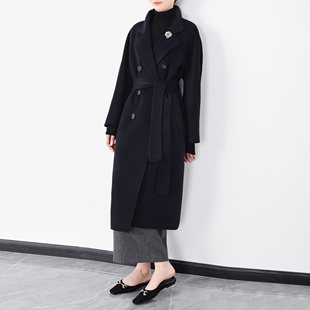 传承经典 手缝双面羊绒羊毛双排扣廓型手工羊绒大衣 双面毛呢外套