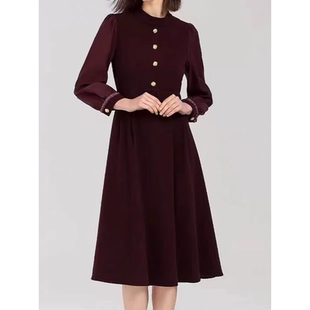 L003 秋季新款时尚气质收腰显瘦中长款连衣裙