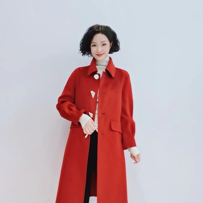 4069 时尚洋气高端中长款秋冬显瘦气质百搭双面呢大衣