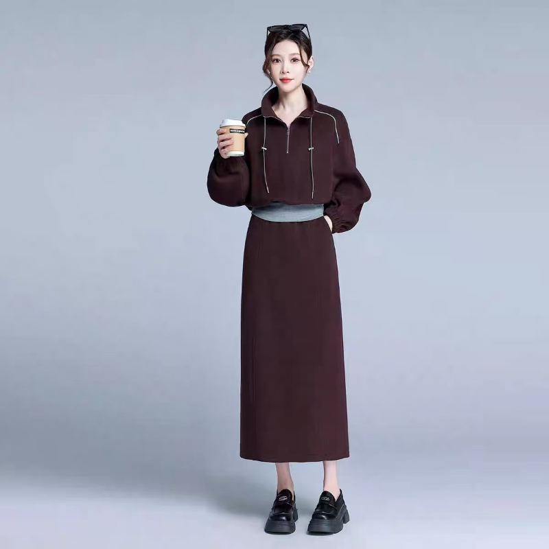 T288 春秋款韩系宽松时尚休闲半开领甜酷上衣半裙两件套套裙,女装/女士精品,时尚套装,淘宝优惠券,粉丝福利购,淘宝优惠卷