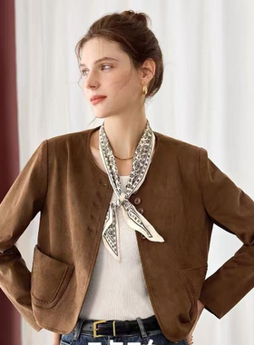 C037 春秋款时尚圆领宽松款显瘦长袖上衣单排扣外套JR